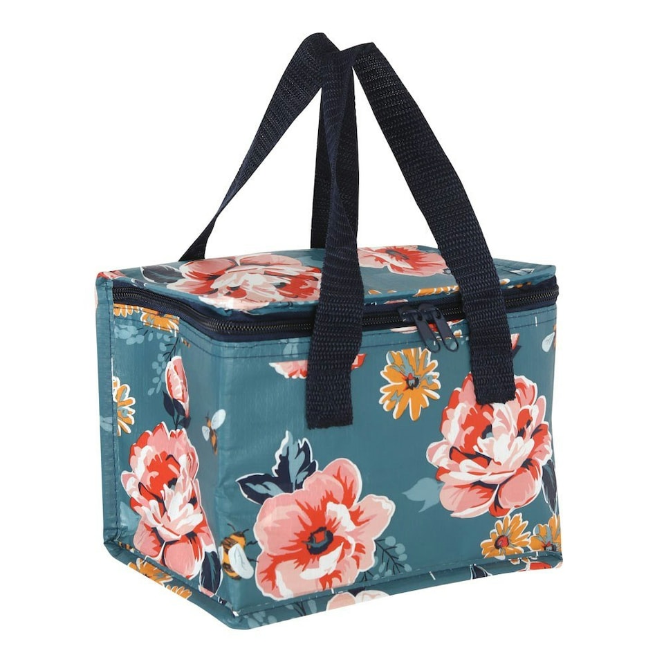 image 1 of Something Different Bee-utiful Floral Lunch Bag - Navy Blue/Pink - One Size