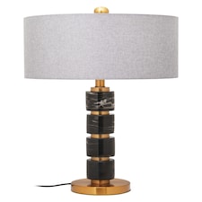 Interiors by Premier Grey Fabric Shade Table Lamp Gold