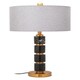 image 1 of Interiors by Premier Grey Fabric Shade Table Lamp Gold