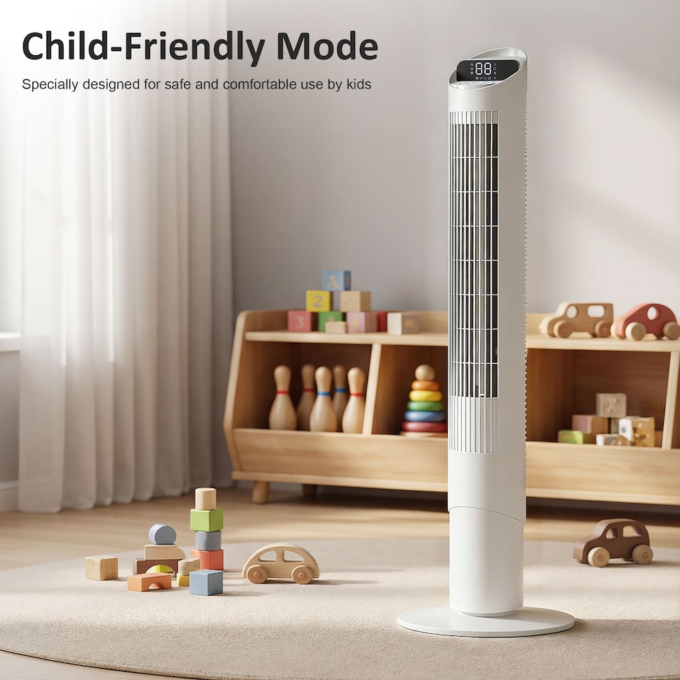 image 1 of HOMCOM Tower Fan WiFi App Control 101.8 cm | White | White | 31.5 x 31.5 x 101.8 cm