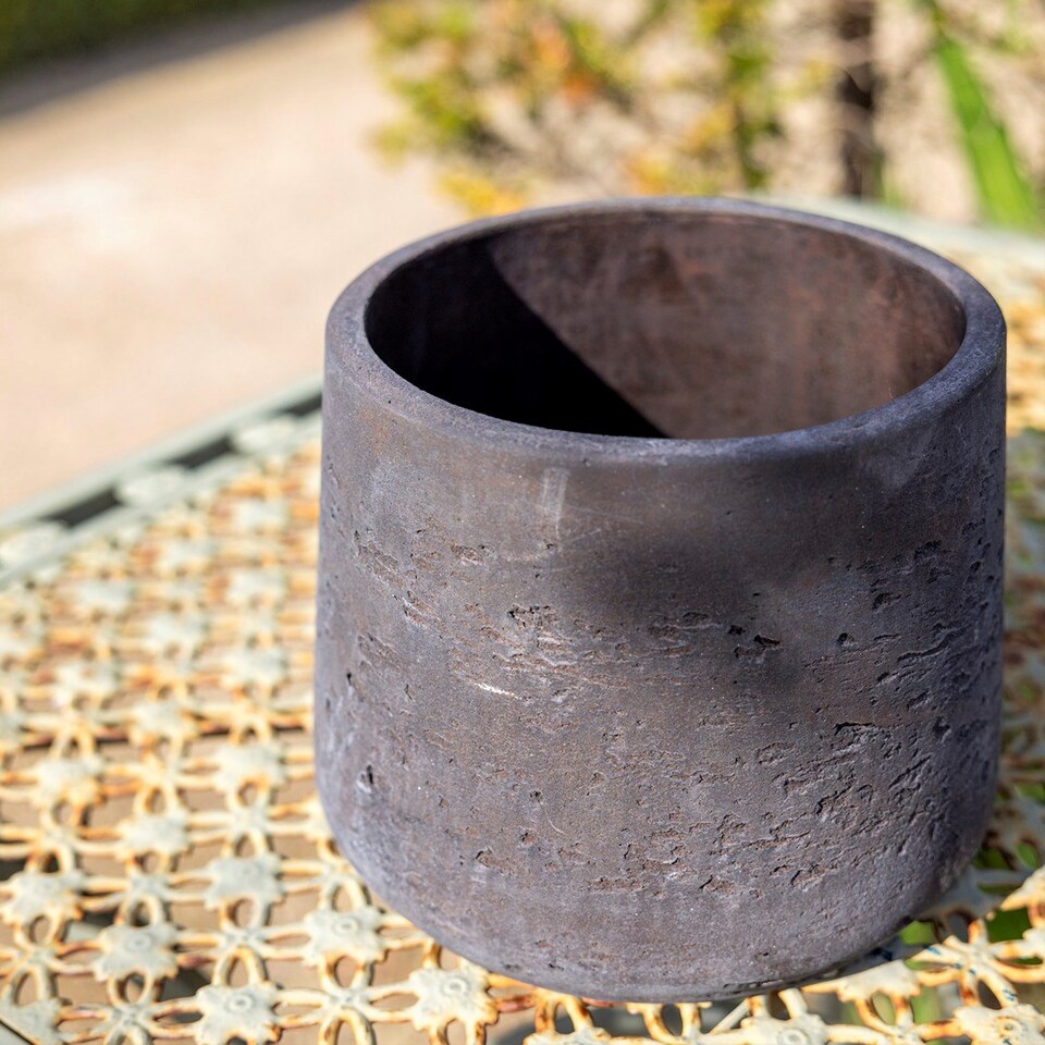 image 1 of Primrose Round Cement Wall or Ceiling Hanging Plant Pot in Brown 17cm