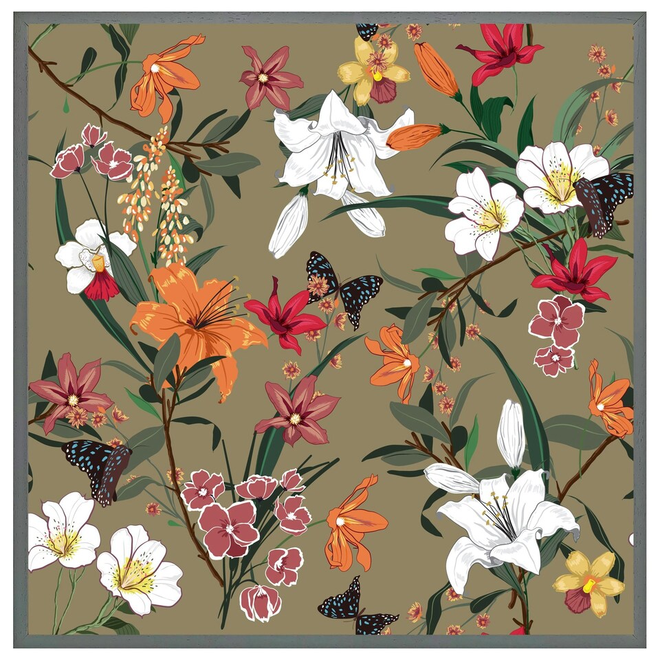 image 1 of Selection of flowers (Picture Frame) Brown | M
