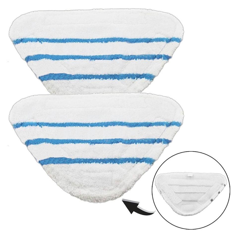 image 1 of SPARES2GO Washable Microfibre Cover Pads for Bush SMB1501 SMB1501UK Steam Cleaner Mop (Pack of 2)
