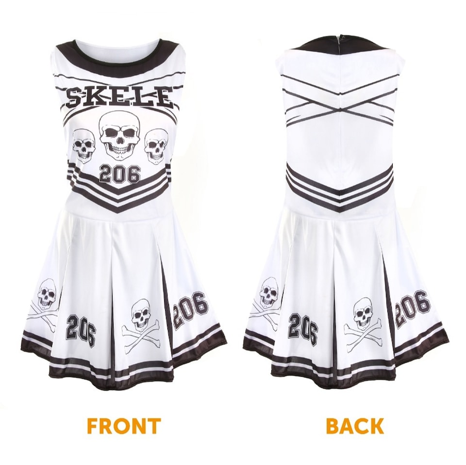 image 1 of Skeleton Cheerleader Costume | White | M