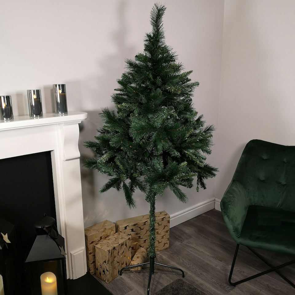 image 1 of 6ft (1.8m) Premier PVC Space Saving Christmas Parasol Tree with 408 Tips in Green