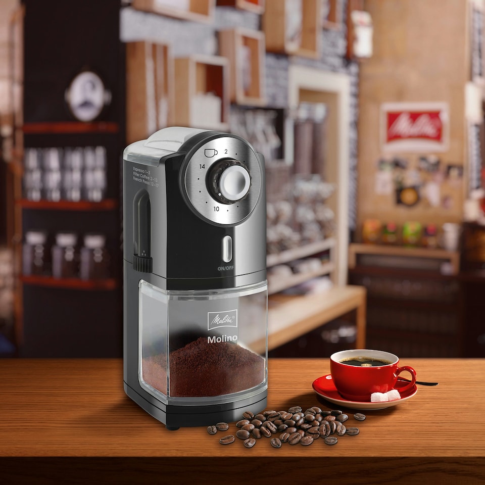 image 1 of Melitta Molino Coffee Grinder, 1019-01, Electric Coffee Grinder, Red