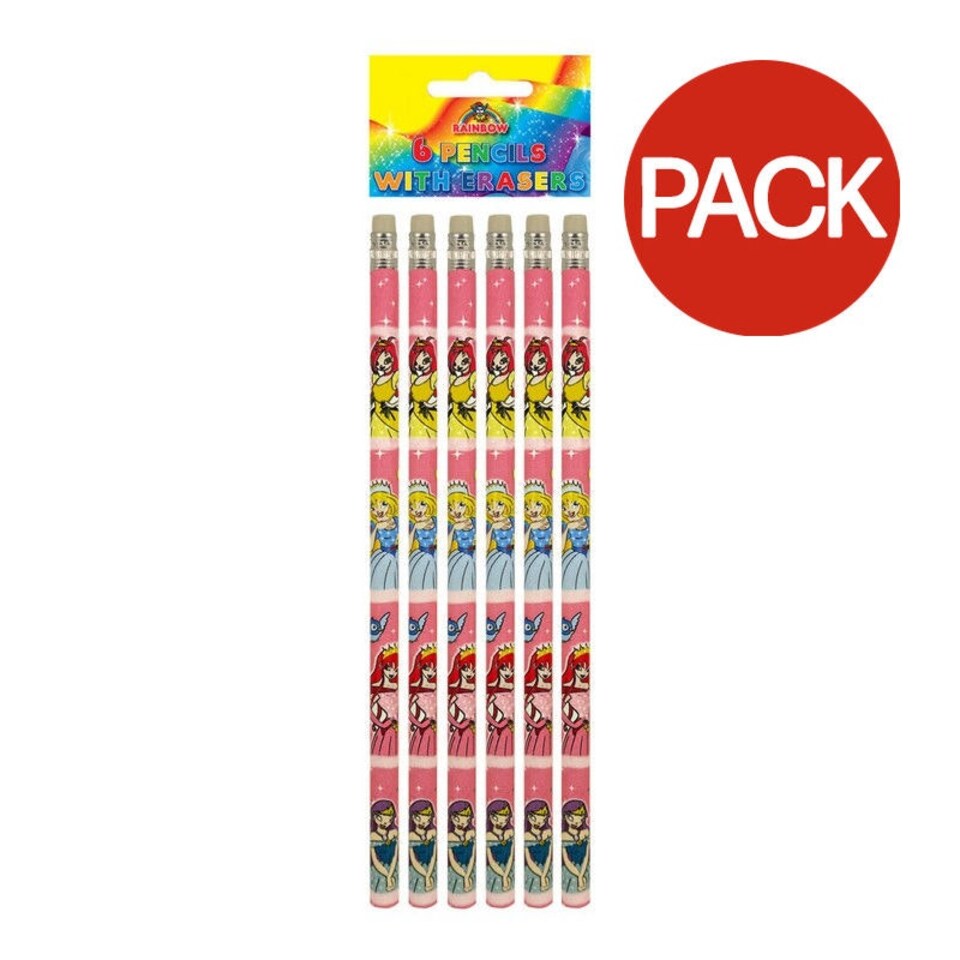 Henbrandt Pencil With Eraser (Pack of 6) - Multicoloured - One Size