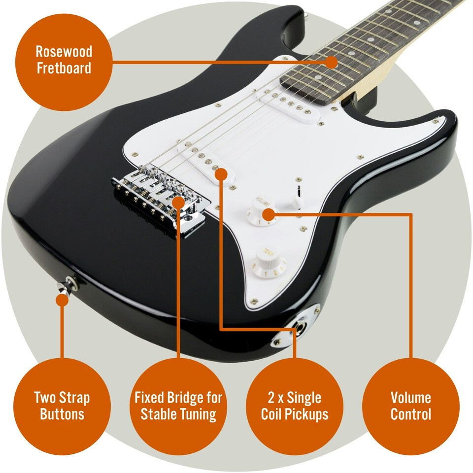 image 1 of 3rd Avenue 3/4 Size Electric Guitar Black