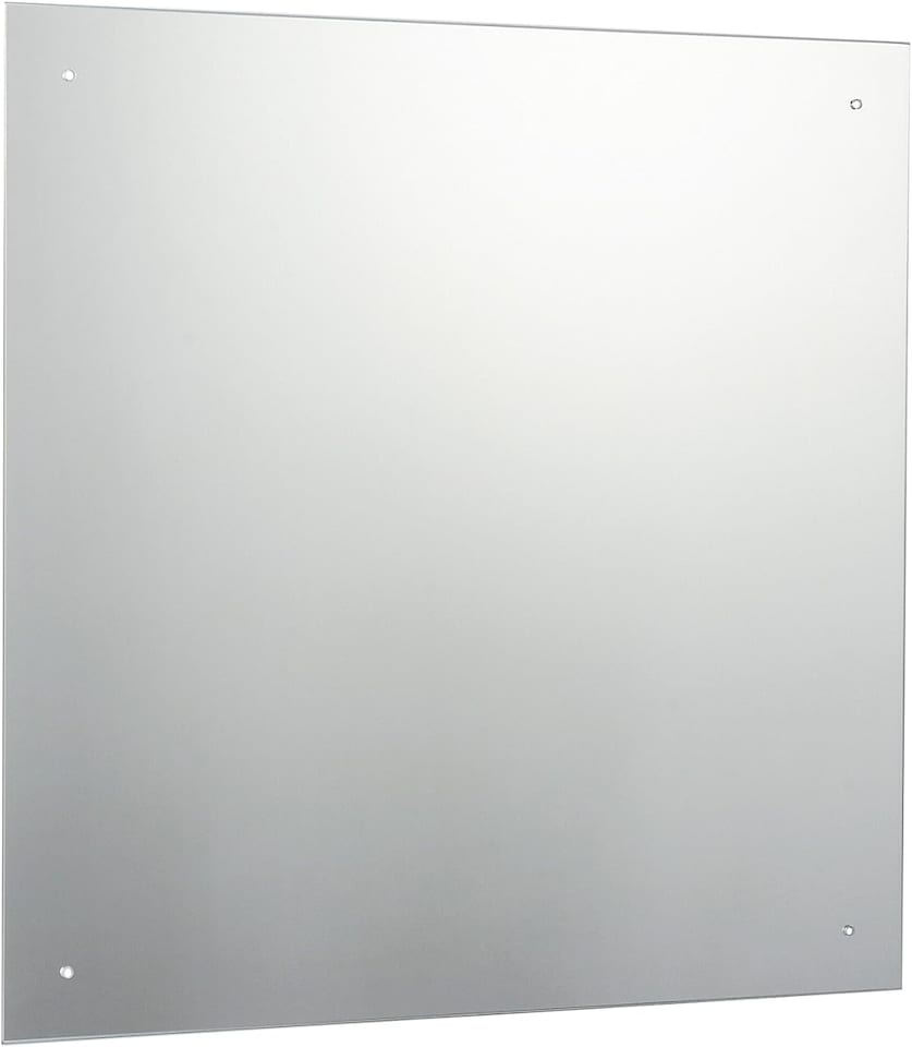 image 1 of 60 x 60cm Square Frameless Bathroom Mirror with Pre-drilled Holes and Wall Hanging Fittings