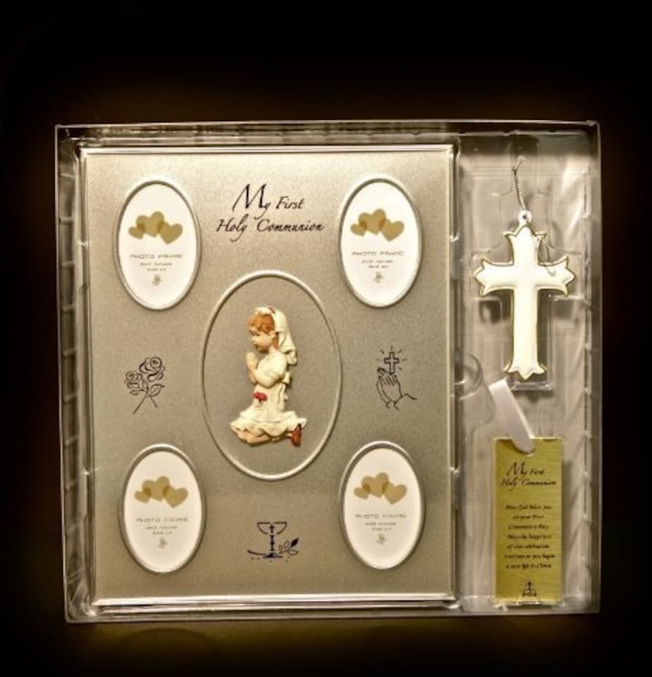 image 1 of Juliana Communion Set-Collage Frame,Cross & Bookmark - Girl
