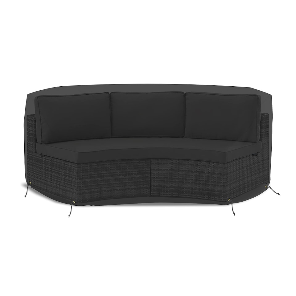 image 1 of Covers&All Curved Outdoor Couch Cover, 1000D Waterproof, UV-Resistant Patio Furniture Cover, 90 in L x 34 in W x 32 in H x 46 in FL, Black