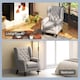 image 8 of HOMCOM Retro Accent Chair, Snow Flannel Wingback Armchair with Wood Frame Button Tufted Design for Living Room Bedroom, Grey