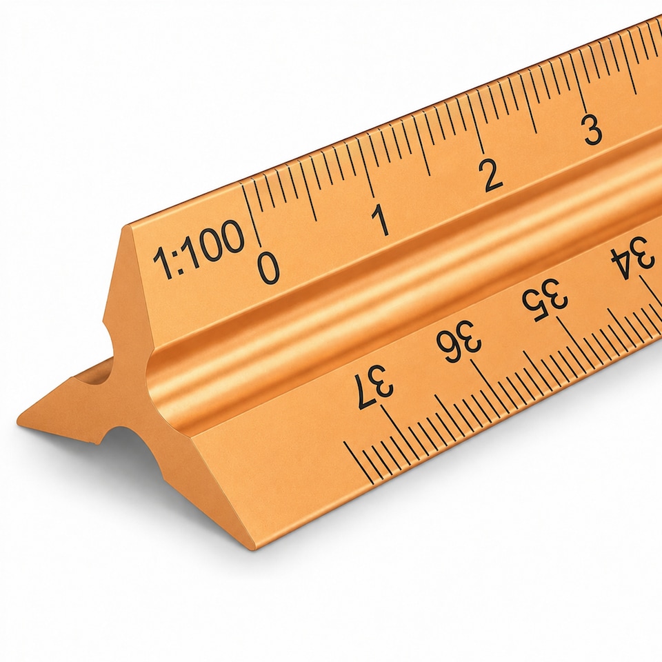 image 1 of 30cm Aluminium Triangular Ruler with 6 Precision Scales - 1pc