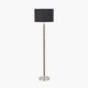 image 3 of Brushed Silver and Wood Effect Floor Lamp Black | Brown