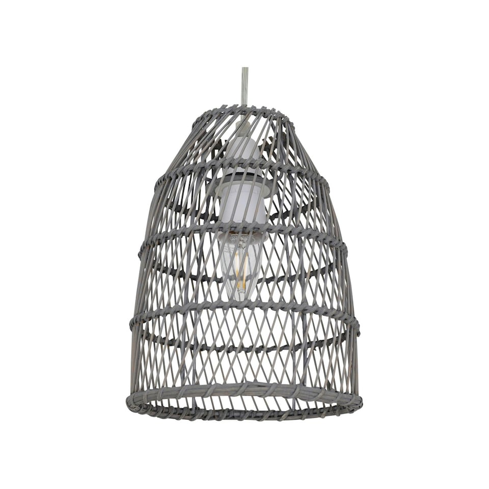 image 1 of Set of 2 Bamboo - Grey Bamboo Easy Fit Pendant Shades Grey
