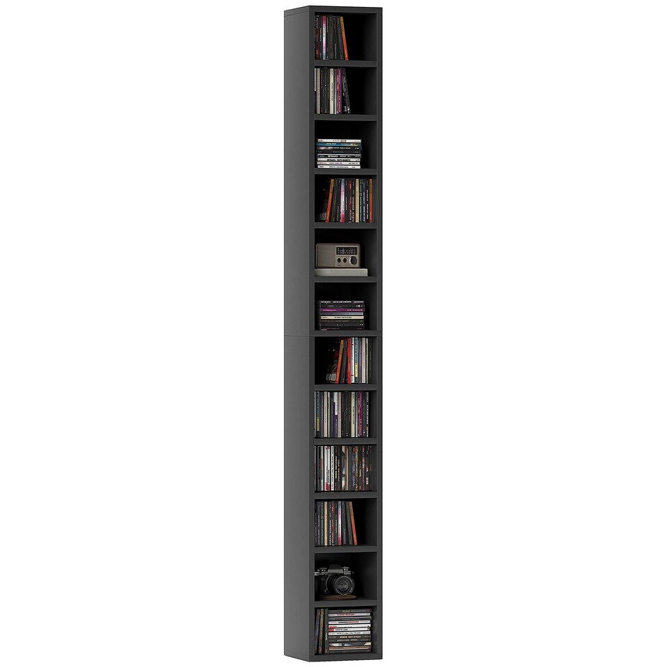 image 1 of HOMCOM 204 CD Storage Tower Tall Bookcase Bookshelf with 12 Cubes