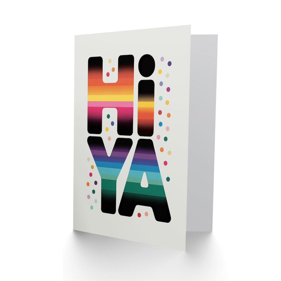 image 1 of Hiya Hi Ya Bold Fun Colourful Typography Thinking Of You Greeting Card