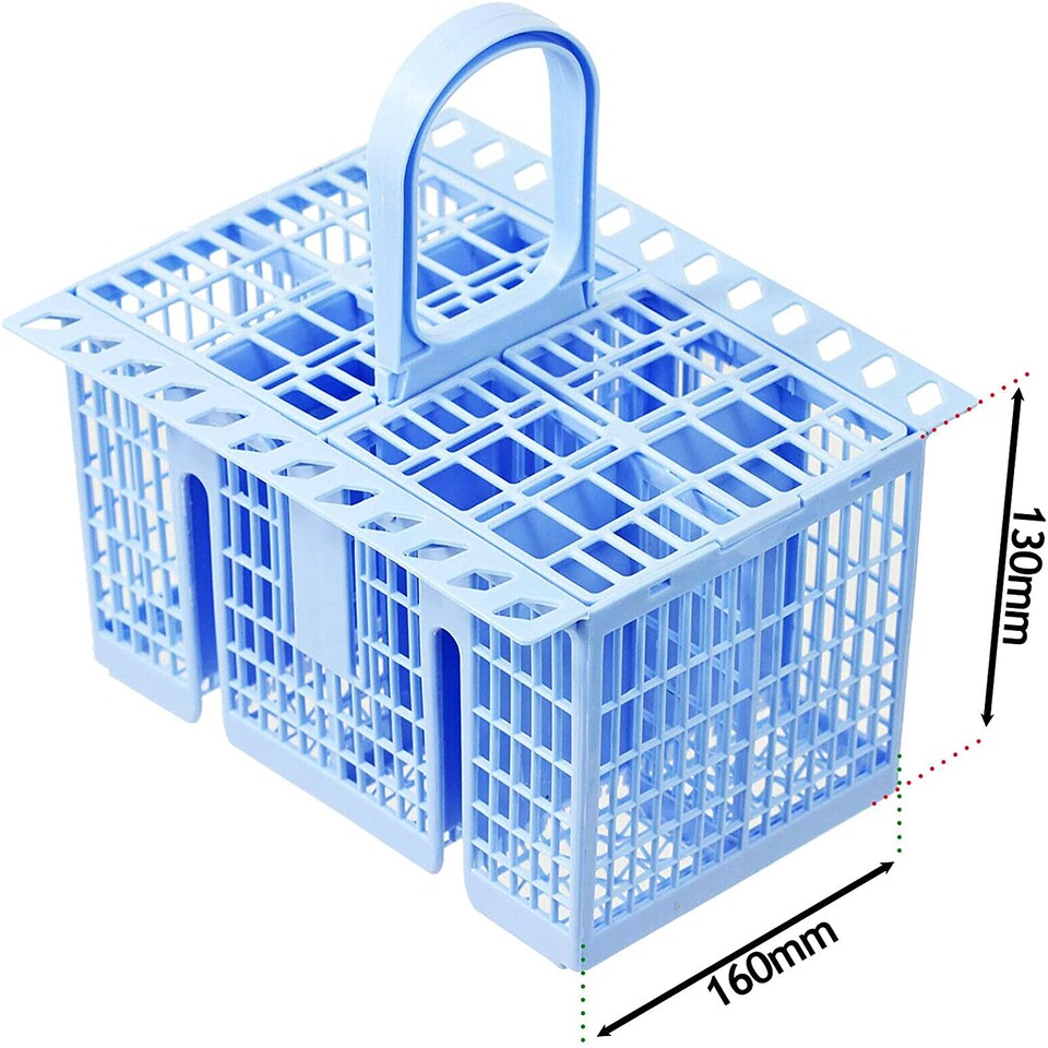 image 1 of SPARES2GO Cutlery Basket Cage for Smeg Dishwasher (Blue, 220 x 208 x 160mm)