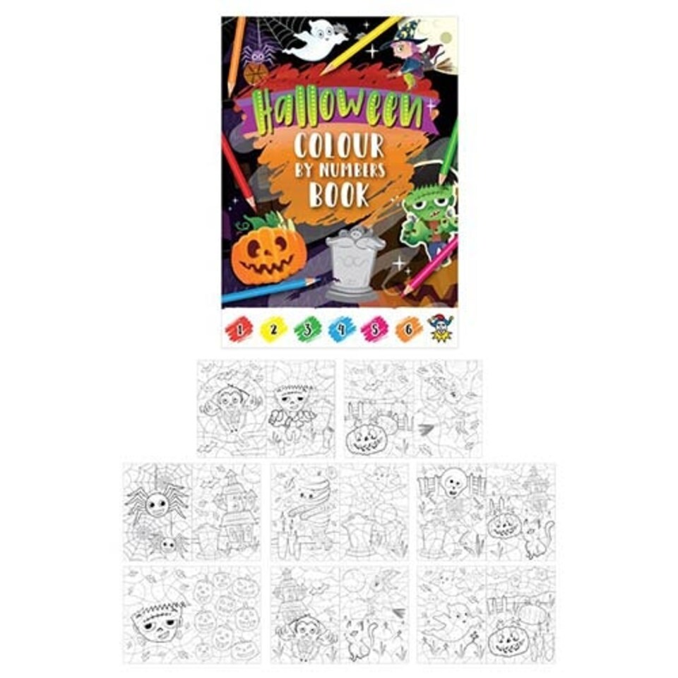 Mini Halloween Colour-By-Numbers Colouring Book 15cm