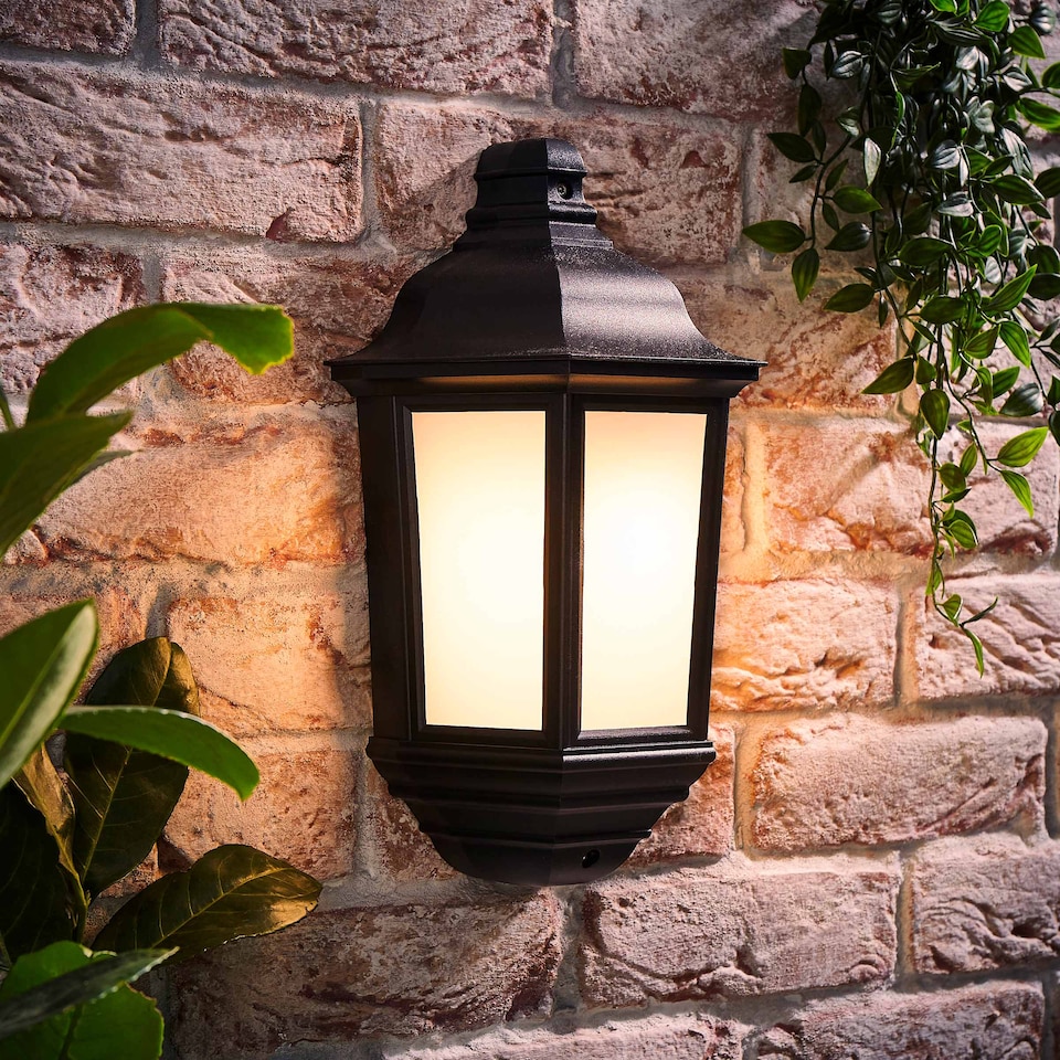 image 1 of ValueLights Black Aluminium IP44 Rated Outdoor Porch Wall Mounted Flush Lantern | Black