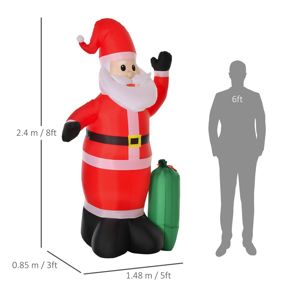 image 1 of HOMCOM 7.5ft Inflatable Christmas Santa Claus with LED Air Blown Xmas Décor Holiday Outdoor Yard Decoration