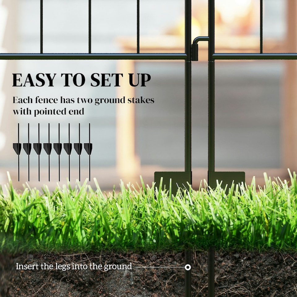 image 1 of Outsunny Garden Decorative Fence 4 Panels 44in x 12ft Steel Wire Border Edging