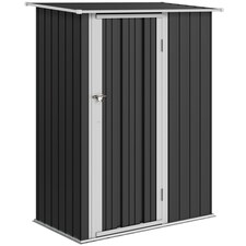 Outsunny 5ft x 3ft Garden Storage Shed, Outdoor Metal Shed with Sloped Roof, Lockable Door for Tools, Equipment, Grey