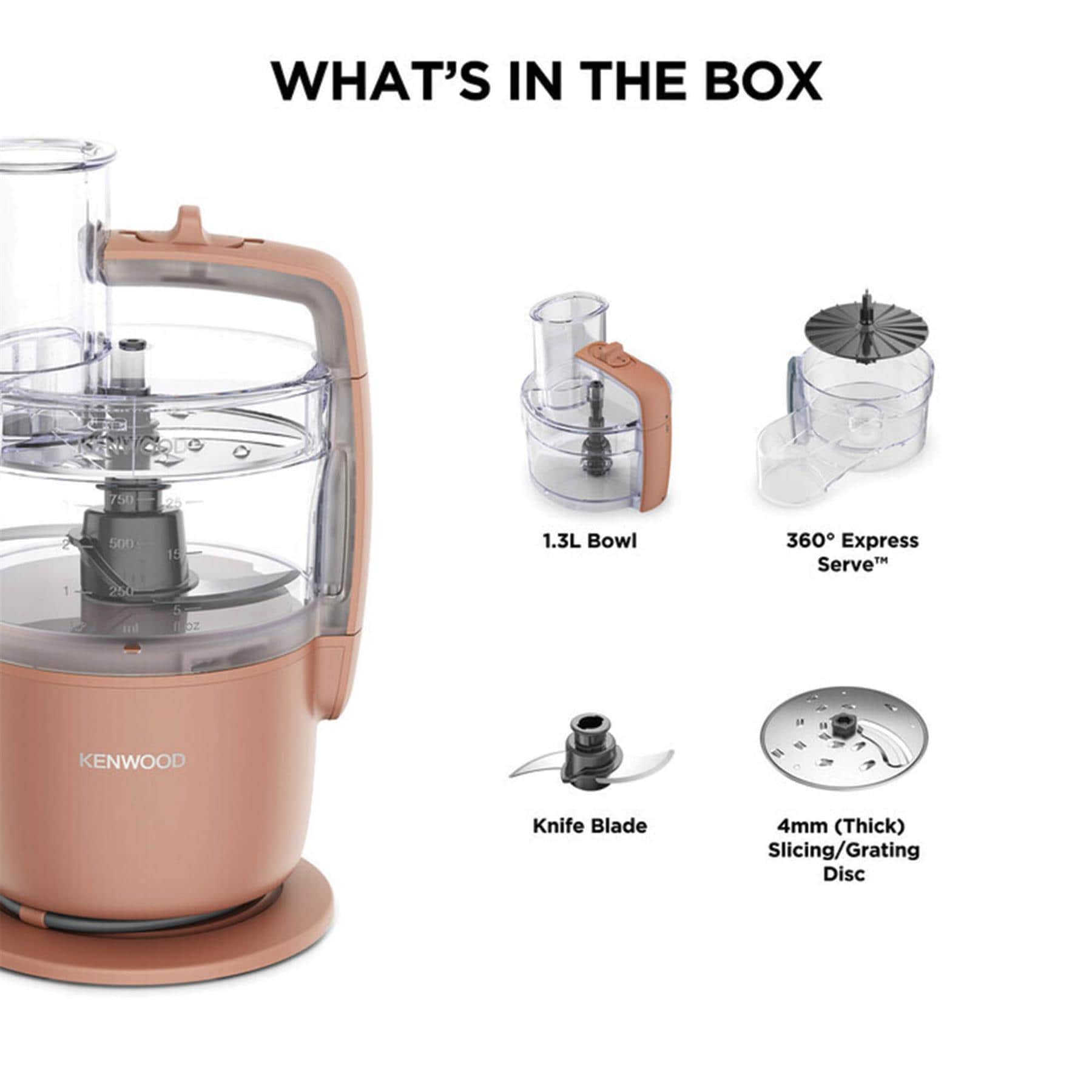 Kenwood 650w 1.3l Multipro Go Super Compact F/p Clay Red - Tesco