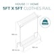 image 2 of House of Home Clothing Rail Heavy Duty Hanging Clothes Shoe Hat Rack Shelves With Wheels 5ft x 5ft | Black
