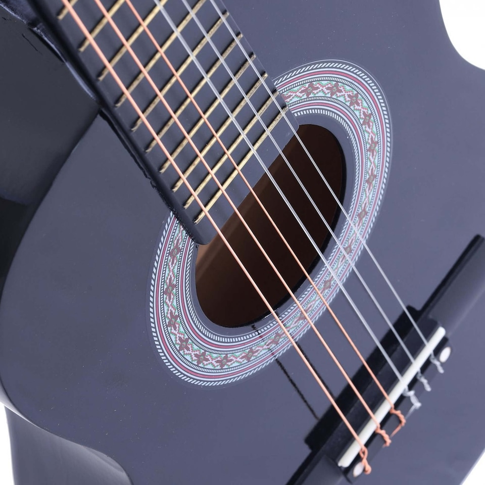 image 1 of Black 34 Inch Half Size 6 String Classical Acoustic Guitar | Black