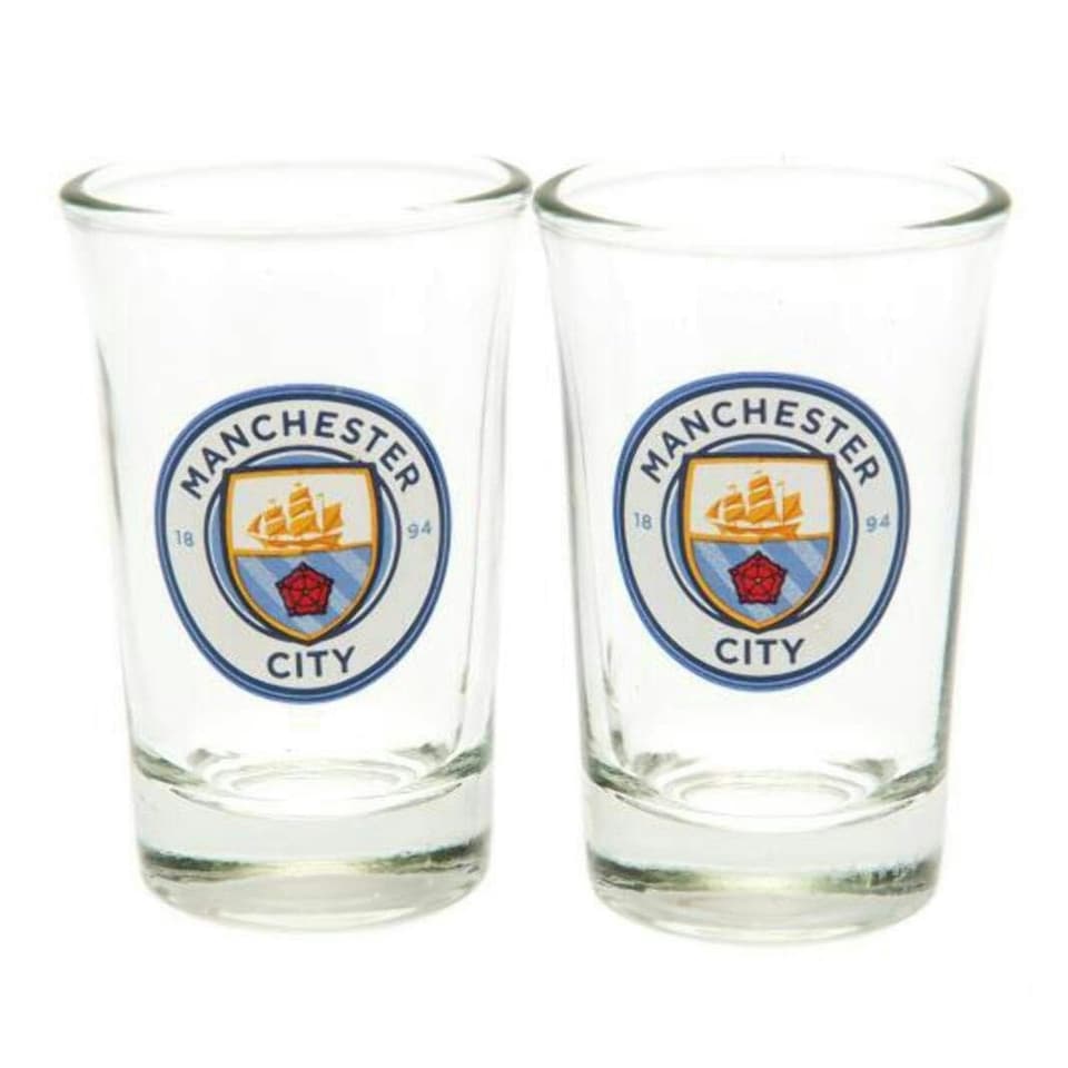 image 1 of Manchester City FC Shot Glasses 2pk Clear