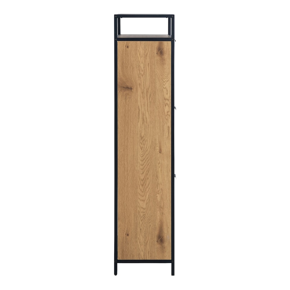image 1 of Seaford Shoe Cabinet in Black and Oak