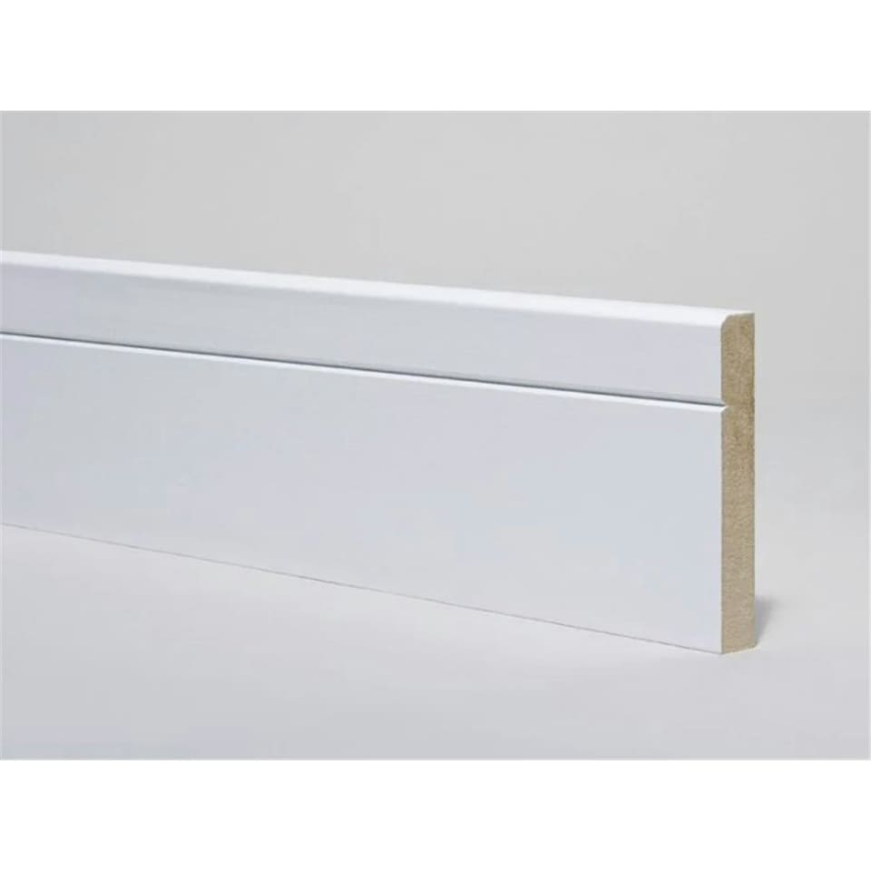 image 1 of PACK OF 20 (Total 20 Units) - 18mm x 168mm White Primed MDF Chamfered & Grooved Skirting Board - 2700mm Length