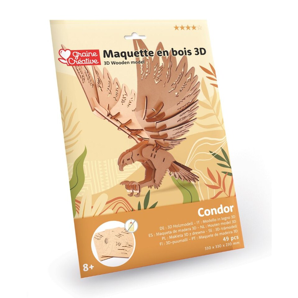 image 1 of 3D Wooden Model Kit Condor - Craft Gifts for 8 yrs +