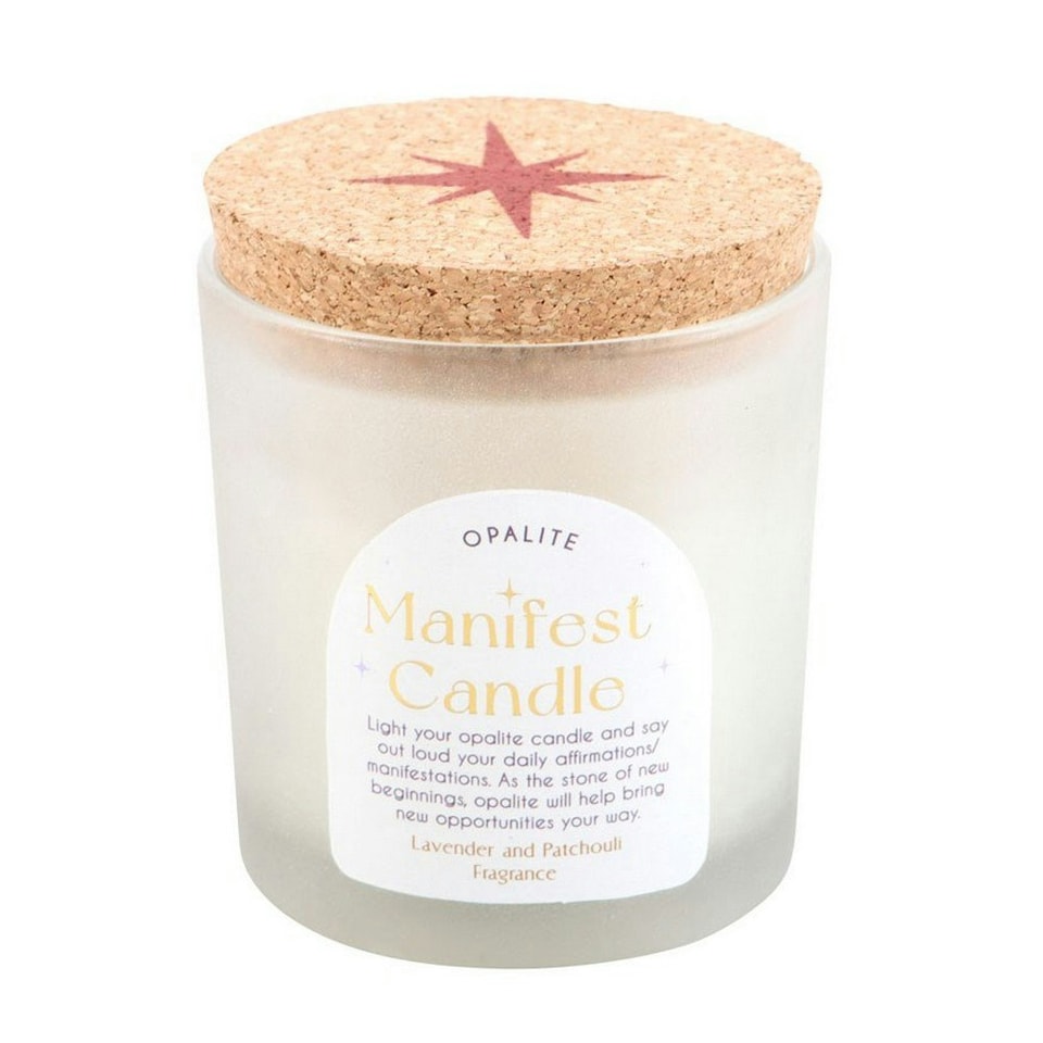 image 1 of Something Different Manifestation Lavender & Patchouli Opalite Candle - Clear/White - One Size