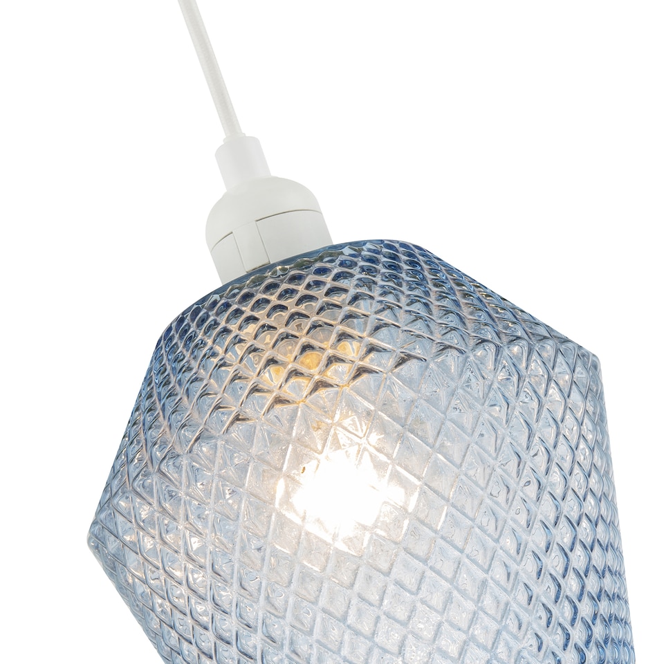 image 1 of Modern and Compact Diamond Design Midnight Blue Glass Pendant Shade | Blue