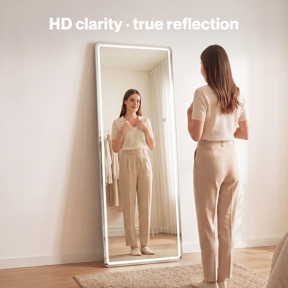 image 1 of Yezi Full Length Mirror 3 Color LED Touch Dressing Mirror 165x60cm with Dimming