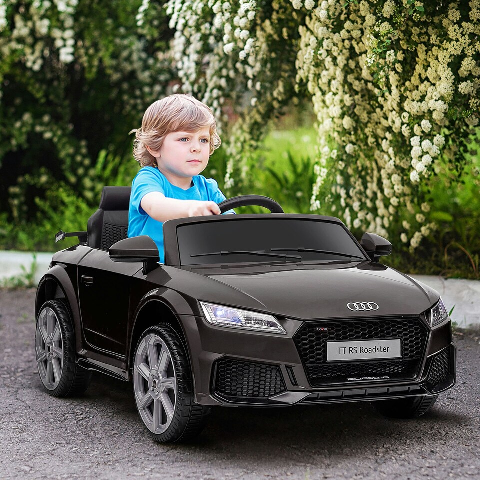 image 1 of HOMCOM 12V Battery Licensed Audi TT RS Ride-On Car w/ Headlight, Black