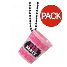 Amscan Shot Glass Hen Night Necklace (Pack of 3) - Black/Pink/White - One Size