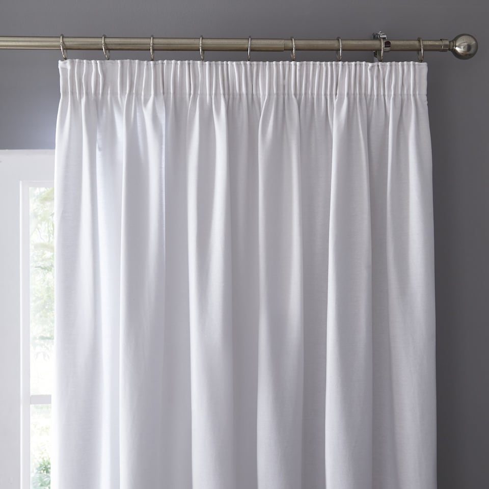 image 1 of Fusion Dijon Pencil Pleat Curtains White