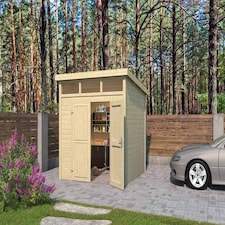 Kibo 3-Log Cabin, Wooden Garden Room, Timber Summerhouse, Home Office - L270 x W274.1 x H245.1 cm Brown