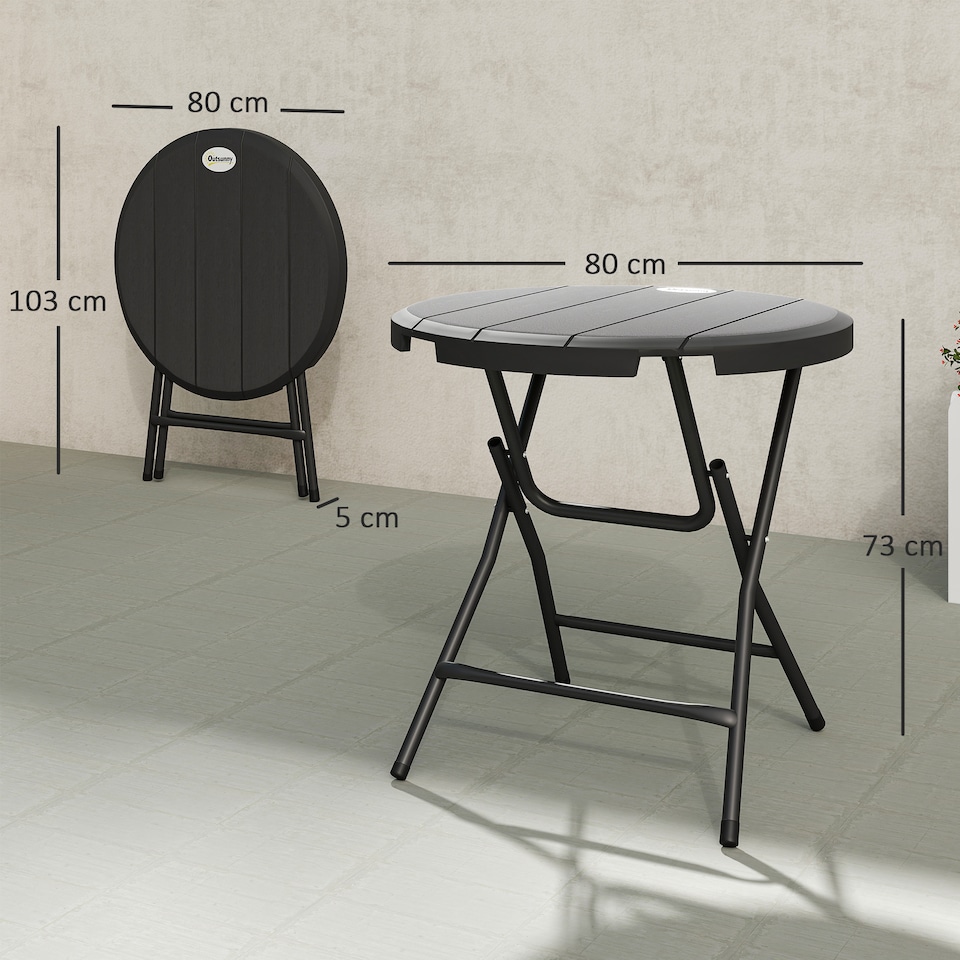 image 1 of Outsunny Round Garden Dining Table for 4, Foldable Outdoor Table for Garden