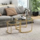 image 2 of HOMCOM Modern Coffee Table Set of 2, Nesting Tables with Glass Top, Gold | Multi