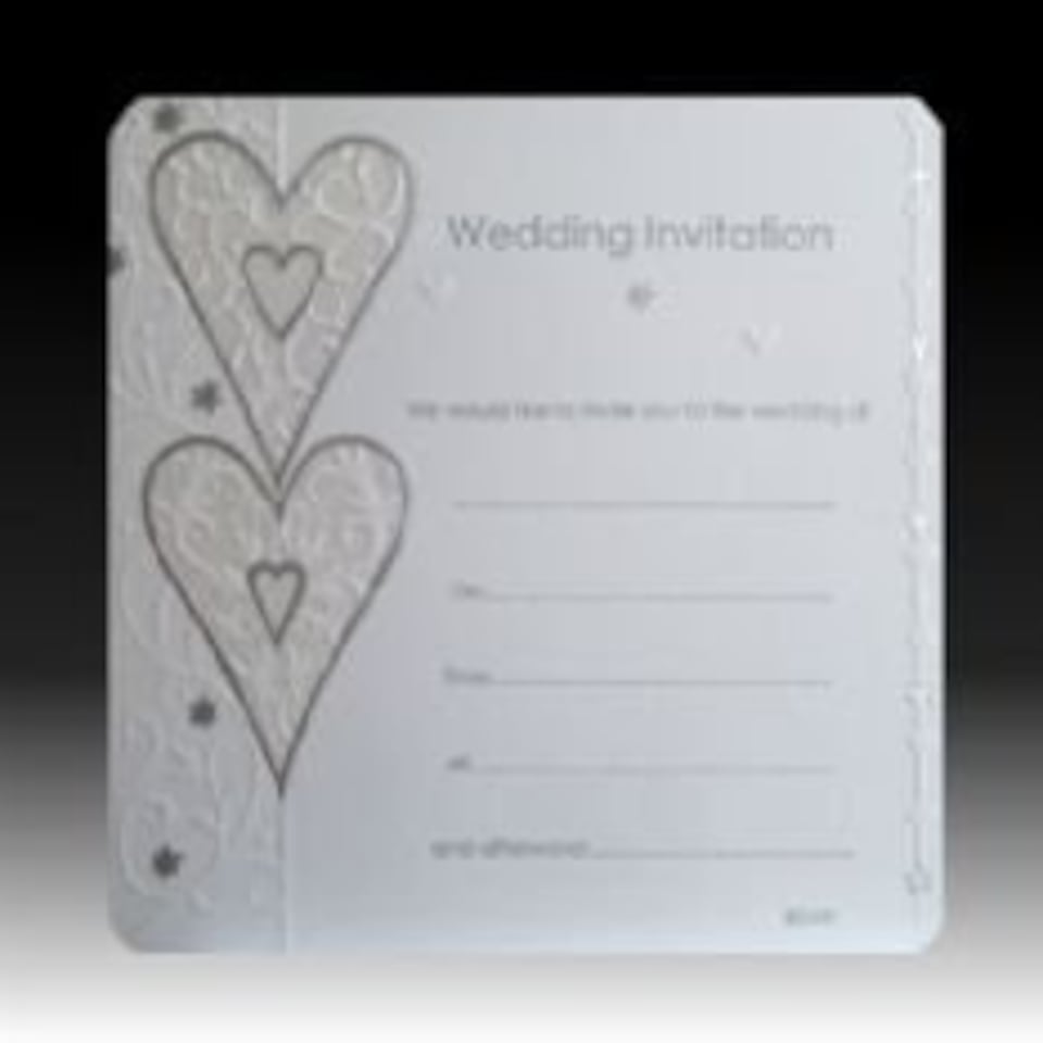 image 1 of White Floral Hearts Wedding Invitations - Pack of 10