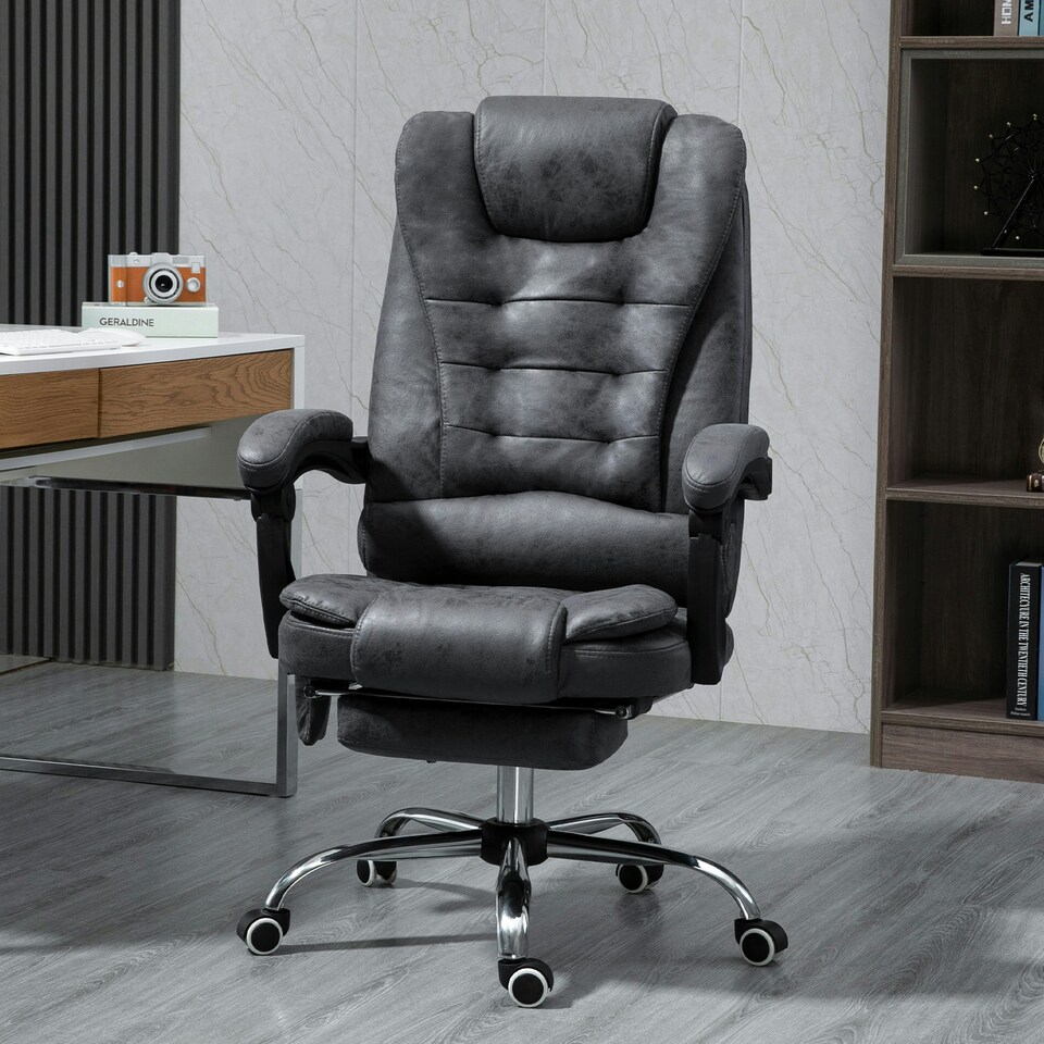 image 1 of Vinsetto Ergonomic Heated 6 Points Vibration Massage Chair Dark Grey