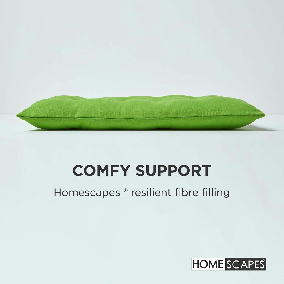 image 1 of Homescapes Set of 6 Seat Pad Cushion Luxury Cotton Indoor Outdoor Garden, 40 x 40cm Lime Green