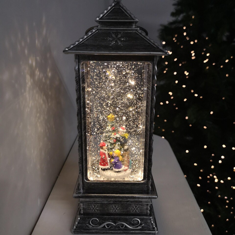 image 1 of 27cm Glitter Water Spinner Lantern - Warm White LED - Christmas Tree