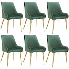 Dining Chair Avane - velvet look, padded armchair, high backrest and armrests | Green | green | 6