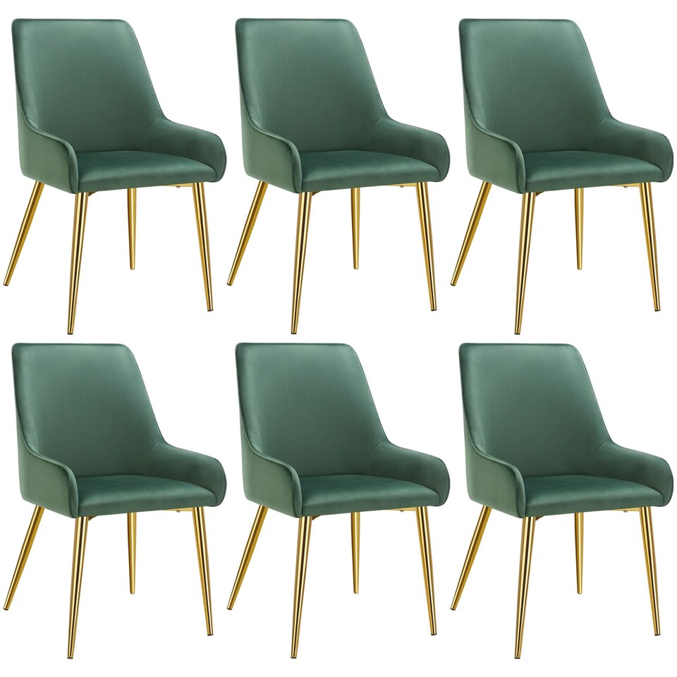image 1 of Dining Chair Avane - velvet look, padded armchair, high backrest and armrests | Green | green | 6