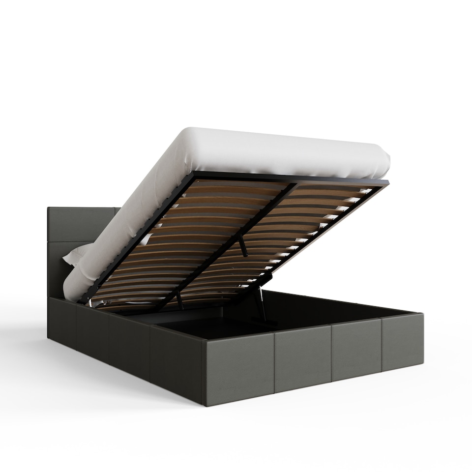 image 1 of End Lift Ottoman Storage Bed King Grey | Grey | Grey